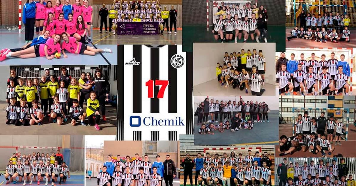 Imagen de varios equipos de balonmano patrocinados por Chemik